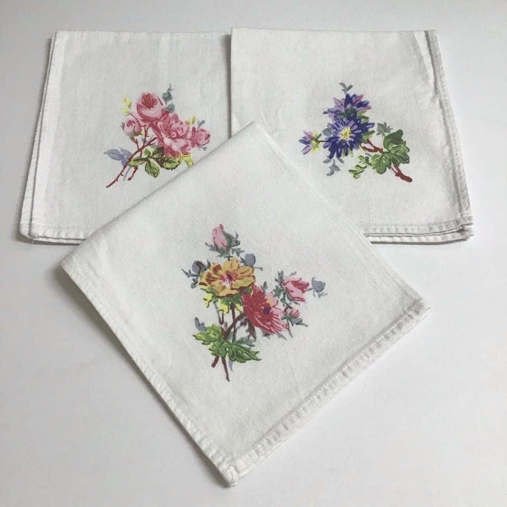 Biltmore Estate Floral Napkins SET OF 3 Thick Cotton Bread Basket Liners Cottage